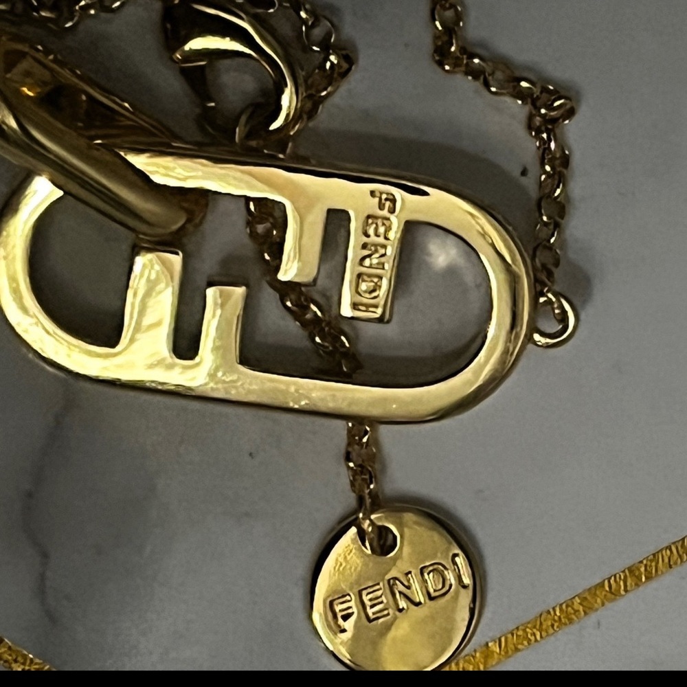 Fendi F is for Fendi Gold Rhinestone Necklace - Picture 6 of 6